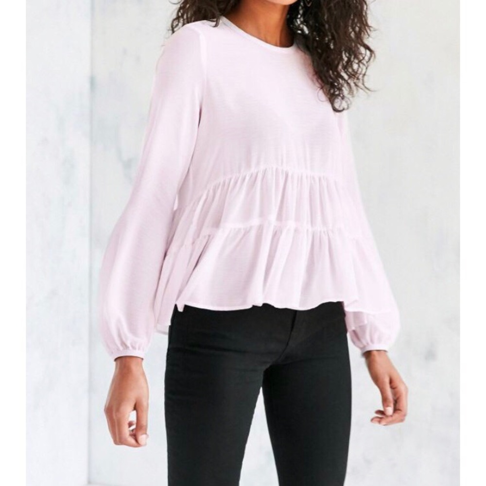 Tiered Pink Babydoll Blouse